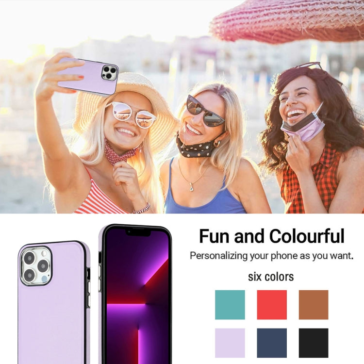 For iPhone 15 Pro Max Leather Texture Full Coverage Phone Case(Purple) - HoMEdemic™ 