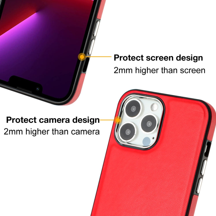For iPhone 15 Pro Max Leather Texture Full Coverage Phone Case(Red) - HoMEdemic™ 