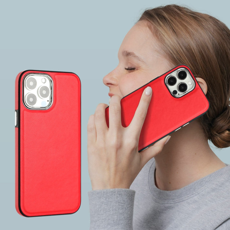 For iPhone 15 Pro Max Leather Texture Full Coverage Phone Case(Red) - HoMEdemic™ 