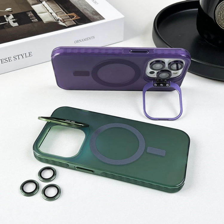 For iPhone 15 Pro Max Lens Holder MagSafe PC Hybrid TPU Phone Case(Black) - HoMEdemic™ 