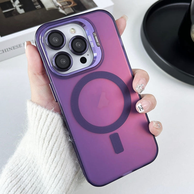 For iPhone 15 Pro Max Lens Holder MagSafe PC Hybrid TPU Phone Case(Purple) - HoMEdemic™ 