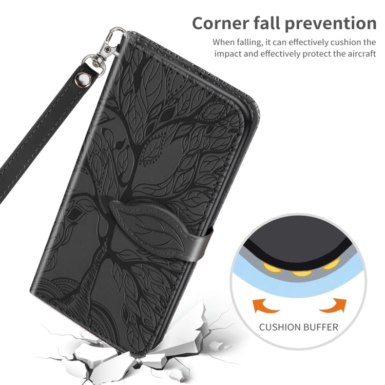 For iPhone 15 Pro Max Life Tree Embossing Pattern Leather Phone Case(Black) - HoMEdemic™ 