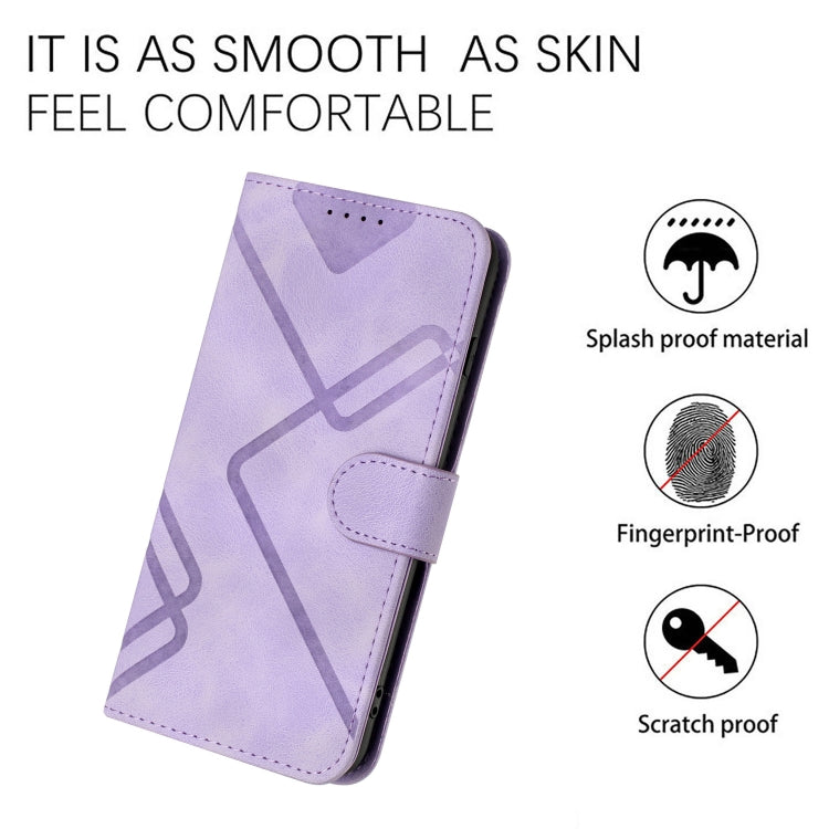For iPhone 15 Pro Max Line Pattern Skin Feel Leather Phone Case(Light Purple) - HoMEdemic™ 