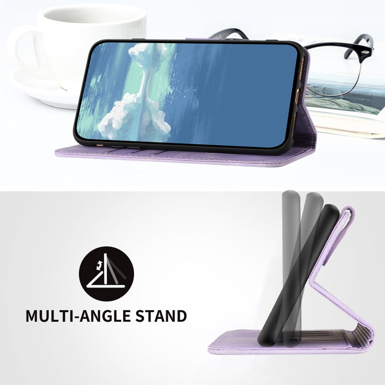 For iPhone 15 Pro Max Line Pattern Skin Feel Leather Phone Case(Light Purple) - HoMEdemic™ 
