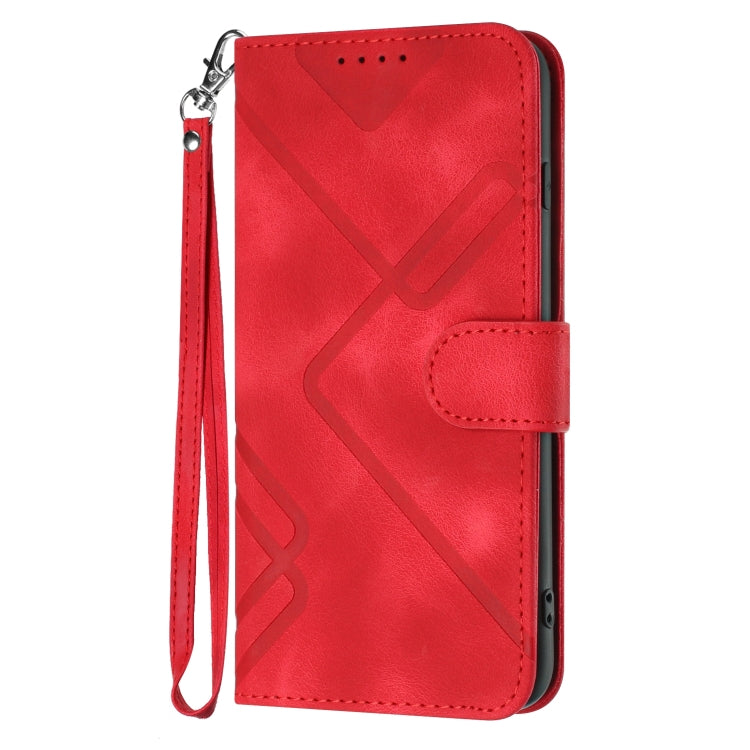 For iPhone 15 Pro Max Line Pattern Skin Feel Leather Phone Case(Red) - HoMEdemic™ 