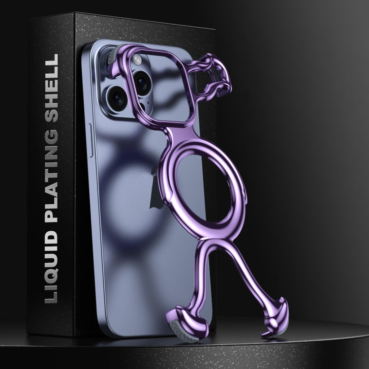For iPhone 15 Pro Max Liquid Plating PC Hollow MagSafe Phone Case(Purple) - HoMEdemic™ 