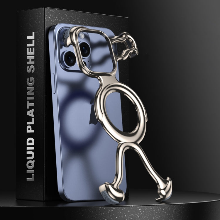 For iPhone 15 Pro Max Liquid Plating PC Hollow MagSafe Phone Case(Titanium Grey) - HoMEdemic™ 