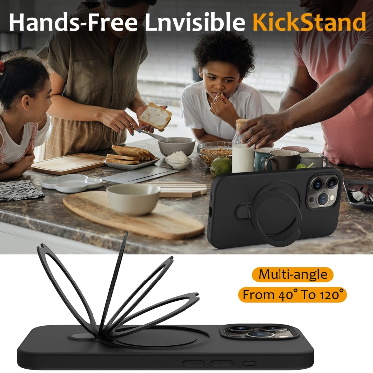 For iPhone 15 Pro Max Liquid Silicone MagSafe Magnetic Phone Case with Ring Holder(Black) - HoMEdemic™ 