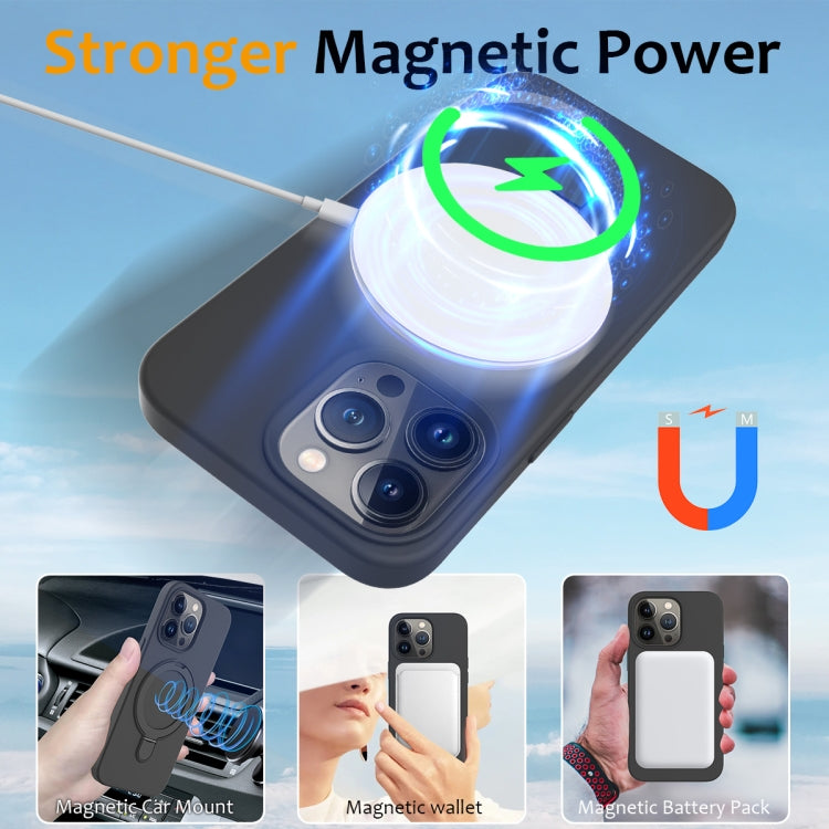 For iPhone 15 Pro Max Liquid Silicone MagSafe Magnetic Phone Case with Ring Holder(Carbon Black) - HoMEdemic™ 