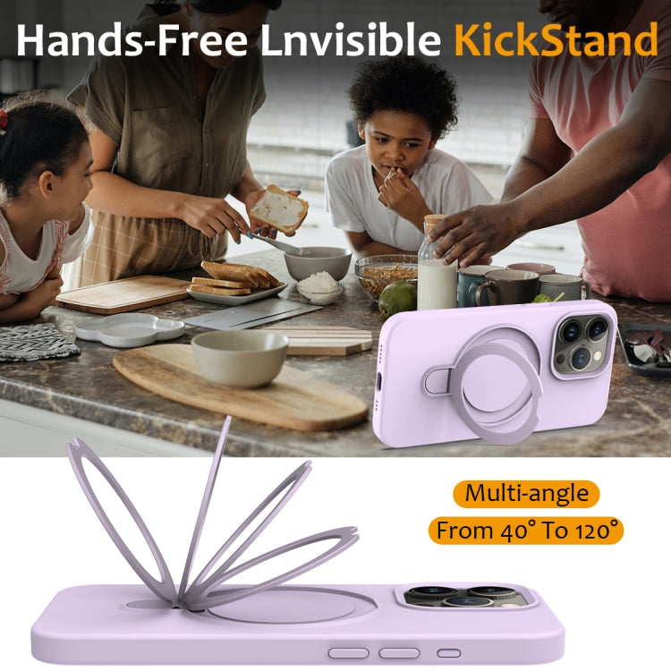 For iPhone 15 Pro Max Liquid Silicone MagSafe Magnetic Phone Case with Ring Holder(Lilac Purple) - HoMEdemic™ 
