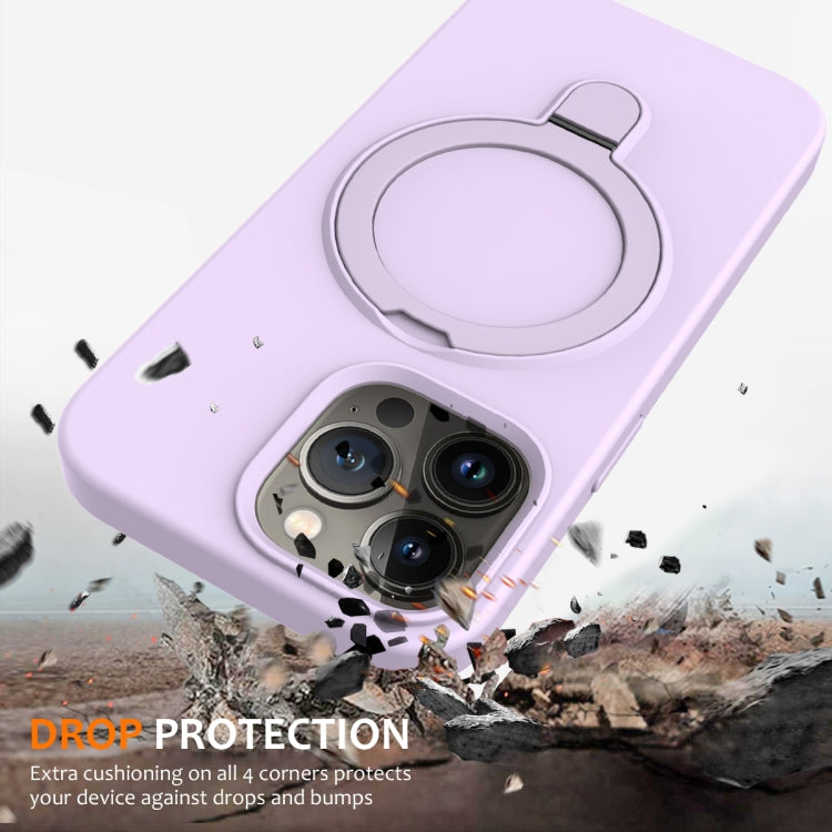 For iPhone 15 Pro Max Liquid Silicone MagSafe Magnetic Phone Case with Ring Holder(Lilac Purple) - HoMEdemic™ 