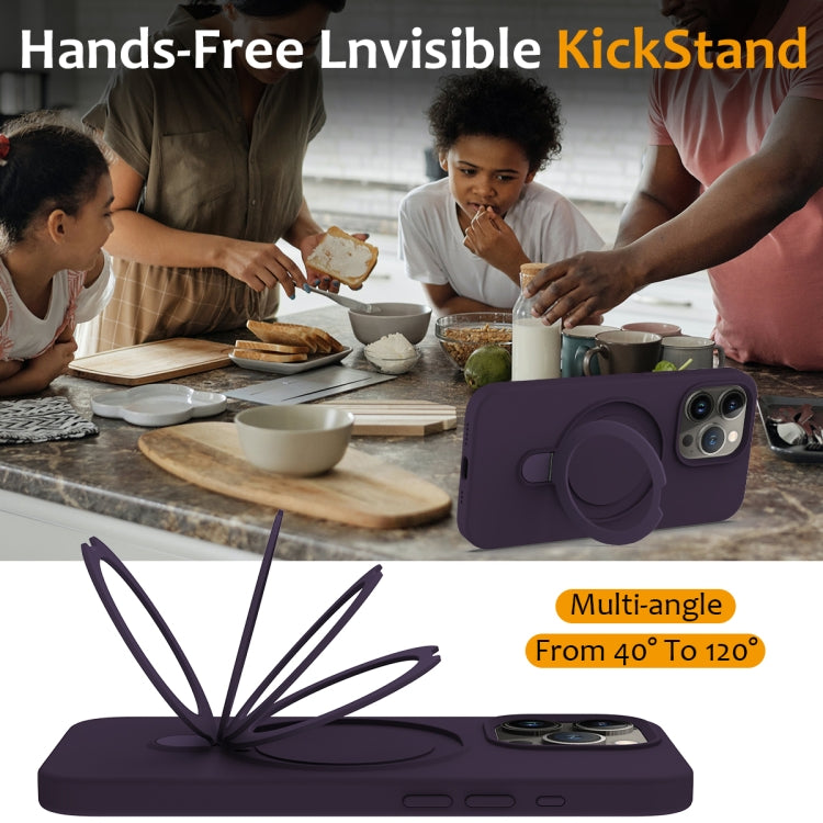 For iPhone 15 Pro Max Liquid Silicone MagSafe Magnetic Phone Case with Ring Holder(Purple) - HoMEdemic™ 