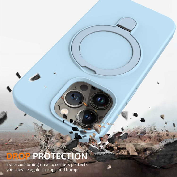 For iPhone 15 Pro Max Liquid Silicone MagSafe Magnetic Phone Case with Ring Holder(Sky Blue) - HoMEdemic™ 