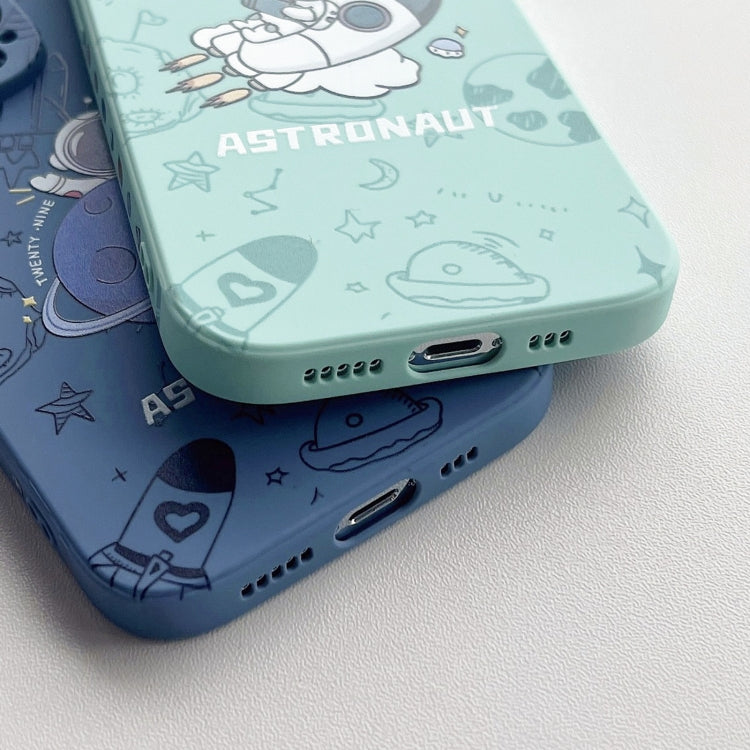 For iPhone 15 Pro Max Liquid Silicone Straight Side Phone Case(Blue Astronaut) - HoMEdemic™ 