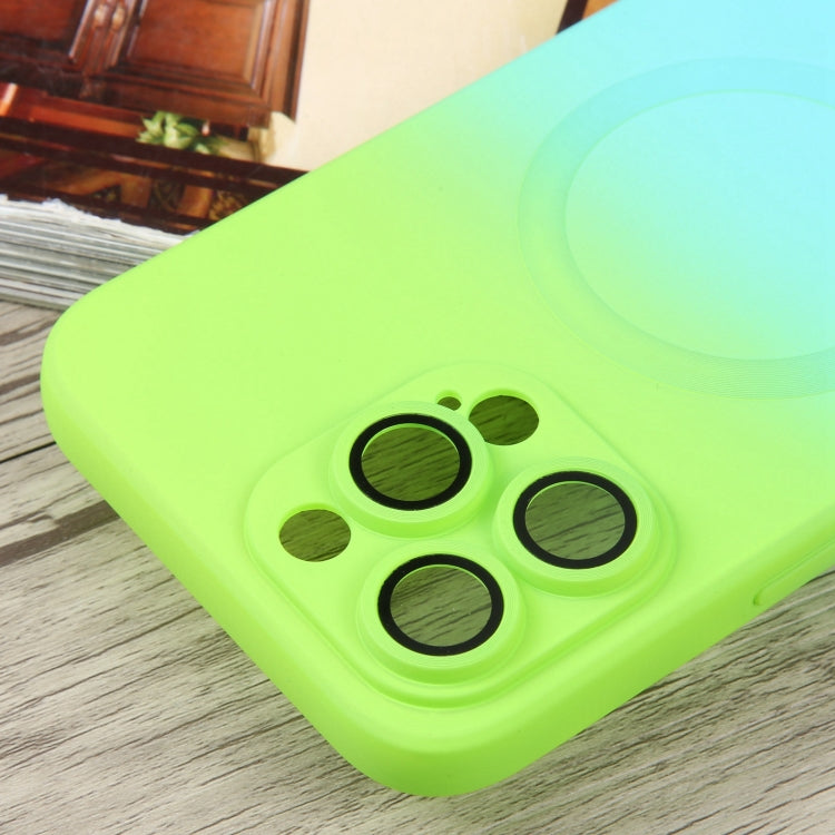 For iPhone 15 Pro Max Liquid TPU Silicone Gradient MagSafe Phone Case(Cyan Blue) - HoMEdemic™ 