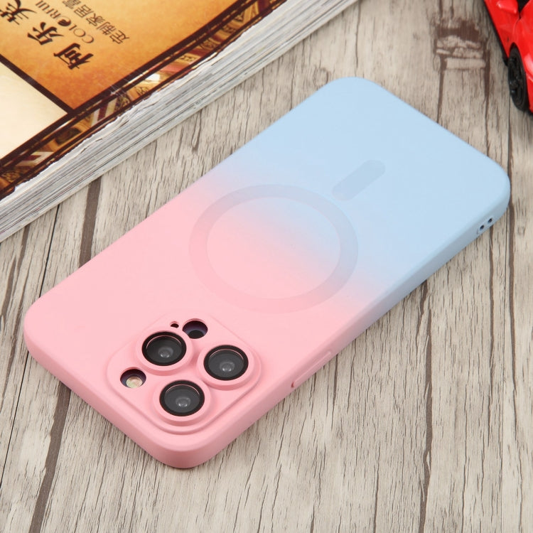 For iPhone 15 Pro Max Liquid TPU Silicone Gradient MagSafe Phone Case(Pink Blue) - HoMEdemic™ 