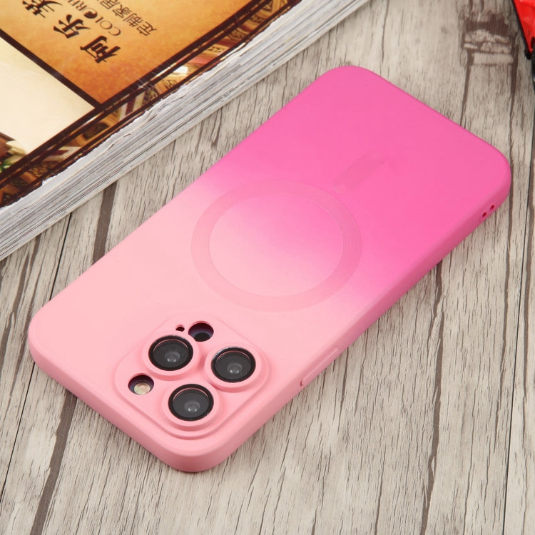 For iPhone 15 Pro Max Liquid TPU Silicone Gradient MagSafe Phone Case(Pink Red) - HoMEdemic™ 