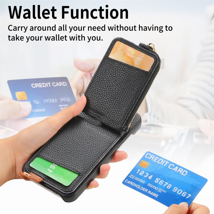 For iPhone 15 Pro Max Litchi Leather Oil Edge Ring Zipper Wallet Back Phone Case(Black) - HoMEdemic™ 