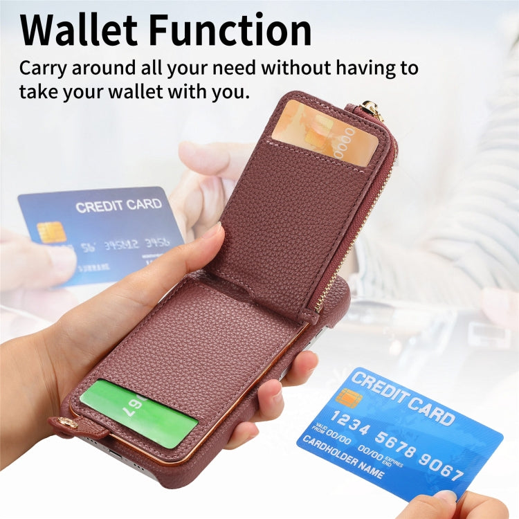 For iPhone 15 Pro Max Litchi Leather Oil Edge Ring Zipper Wallet Back Phone Case(Jujube Apricot) - HoMEdemic™ 