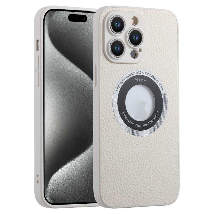 For iPhone 15 Pro Max Litchi Texture MagSafe TPU Full Coverage Shockproof Phone Case(White) - HoMEdemic™ 