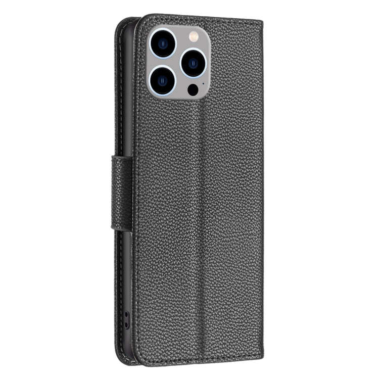 For iPhone 15 Pro Max Litchi Texture Pure Color Flip Leather Phone Case(Black) - HoMEdemic™ 