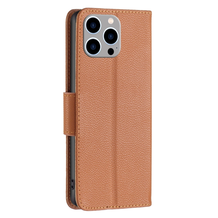 For iPhone 15 Pro Max Litchi Texture Pure Color Flip Leather Phone Case(Brown) - HoMEdemic™ 