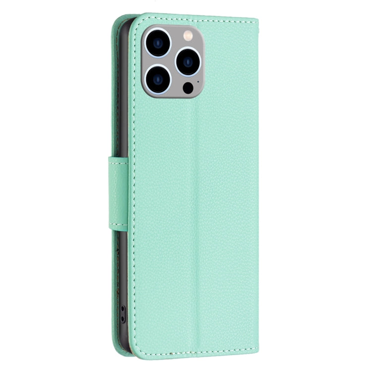 For iPhone 15 Pro Max Litchi Texture Pure Color Flip Leather Phone Case(Green) - HoMEdemic™ 