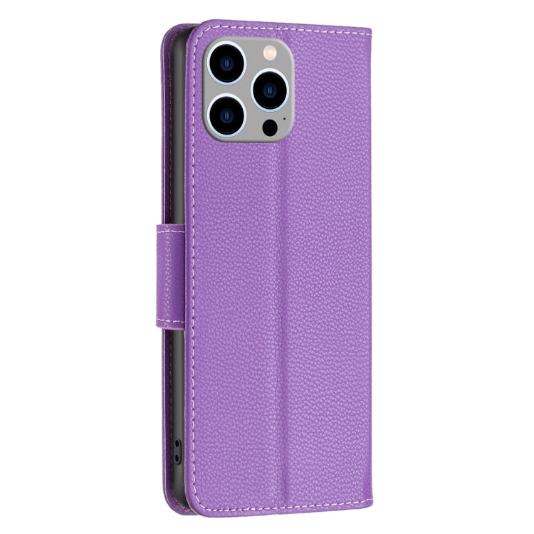 For iPhone 15 Pro Max Litchi Texture Pure Color Flip Leather Phone Case(Purple) - HoMEdemic™ 