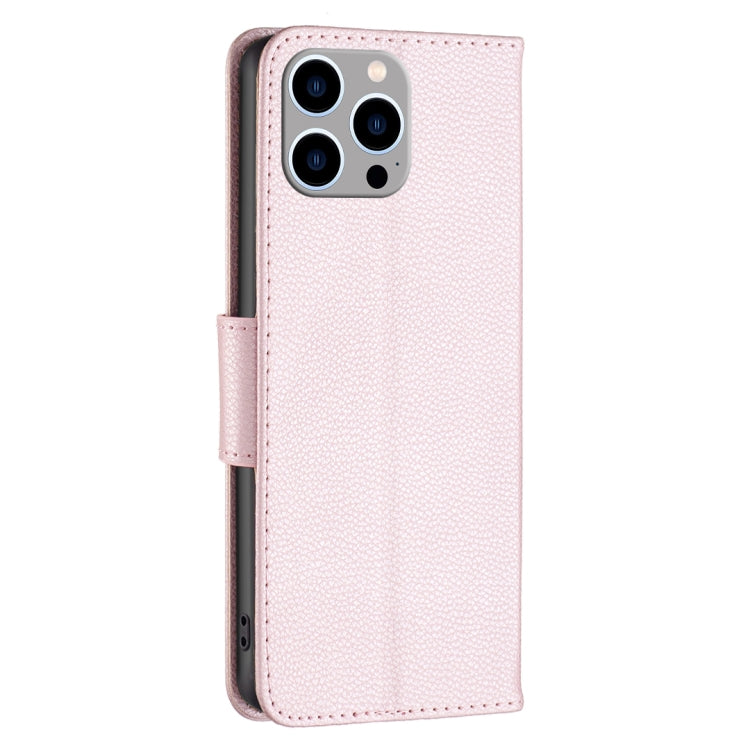For iPhone 15 Pro Max Litchi Texture Pure Color Flip Leather Phone Case(Rose Gold) - HoMEdemic™ 