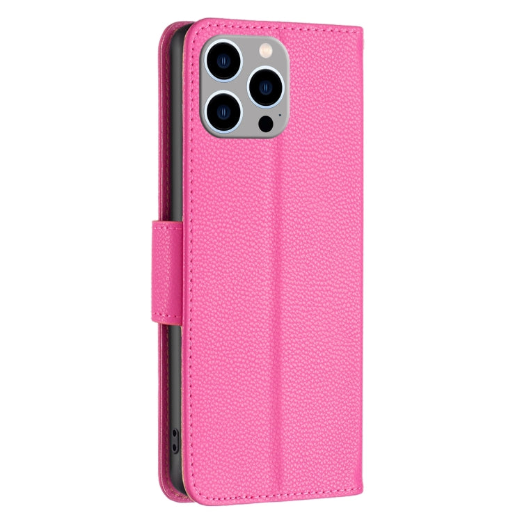 For iPhone 15 Pro Max Litchi Texture Pure Color Flip Leather Phone Case(Rose Red) - HoMEdemic™ 