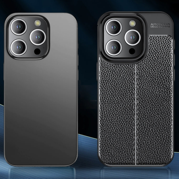 For iPhone 15 Pro Max Litchi Texture Shockproof TPU Phone Case(Black) - HoMEdemic™ 