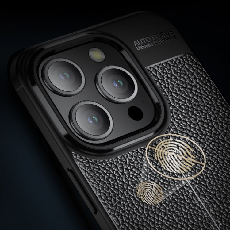 For iPhone 15 Pro Max Litchi Texture Shockproof TPU Phone Case(Black) - HoMEdemic™ 