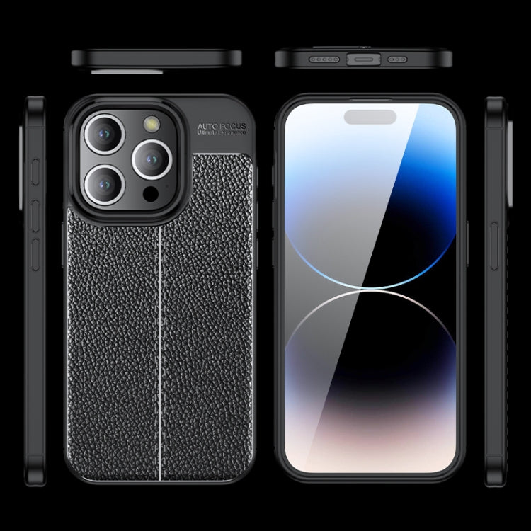 For iPhone 15 Pro Max Litchi Texture Shockproof TPU Phone Case(Blue) - HoMEdemic™ 