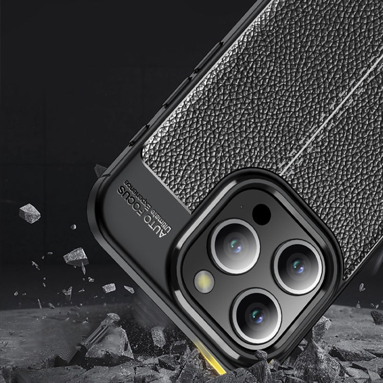 For iPhone 15 Pro Max Litchi Texture Shockproof TPU Phone Case(Blue) - HoMEdemic™ 