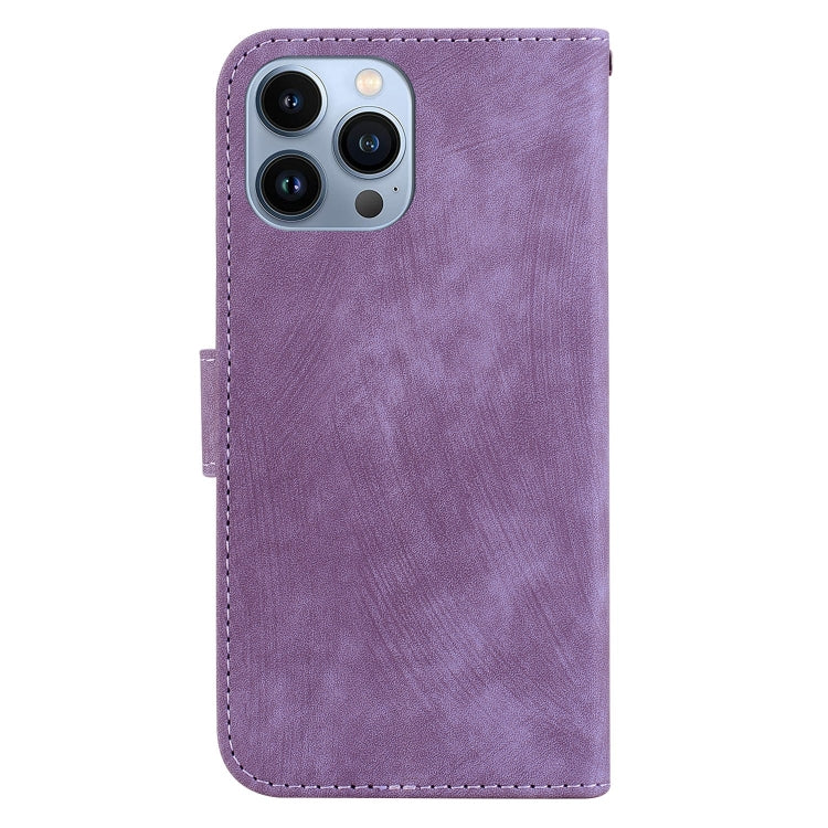 For iPhone 15 Pro Max Little Tiger Embossed Leather Phone Case(Purple) - HoMEdemic™ 