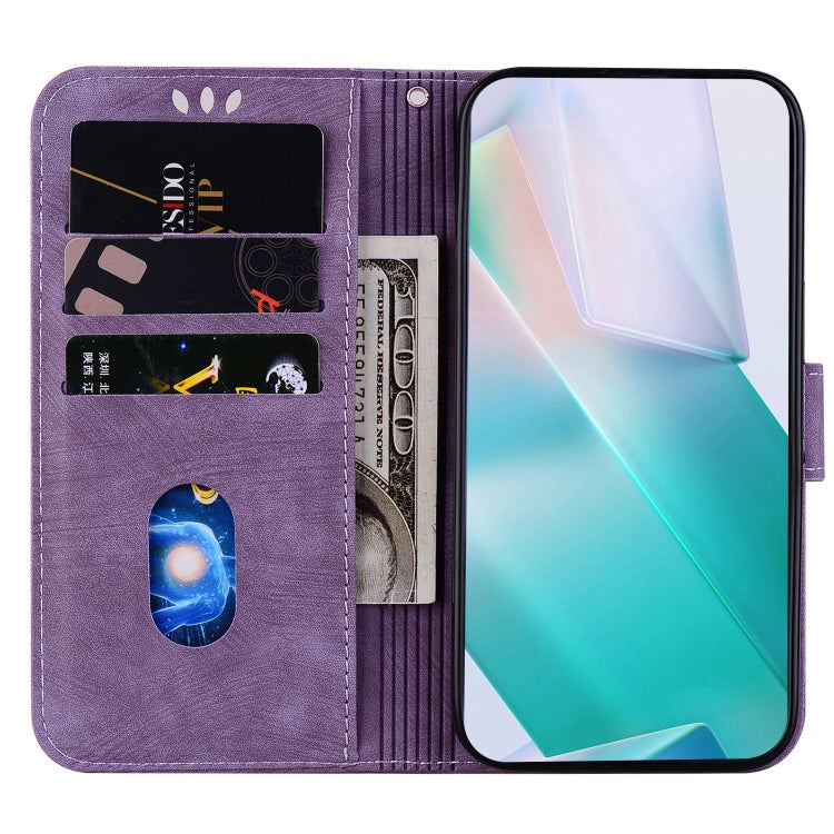For iPhone 15 Pro Max Little Tiger Embossed Leather Phone Case(Purple) - HoMEdemic™ 