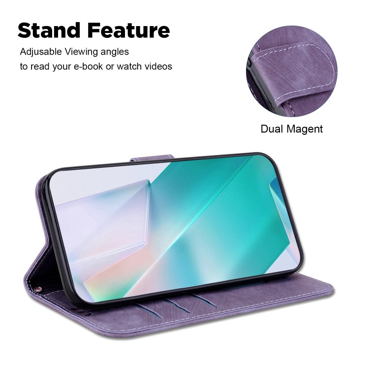 For iPhone 15 Pro Max Little Tiger Embossed Leather Phone Case(Purple) - HoMEdemic™ 
