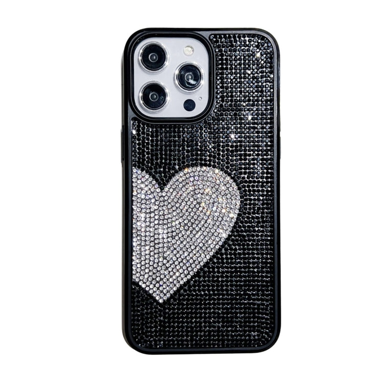 For iPhone 15 Pro Max Love Heart Diamond TPU Phone Case(Black) - HoMEdemic™ 
