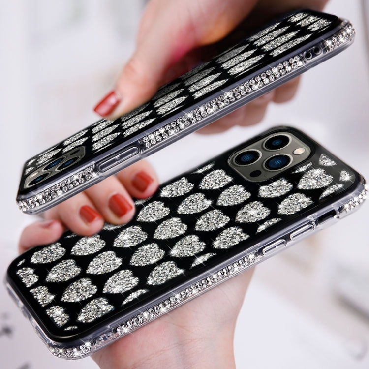 For iPhone 15 Pro Max Love Hearts Diamond Mirror TPU Phone Case(Black) - HoMEdemic™ 
