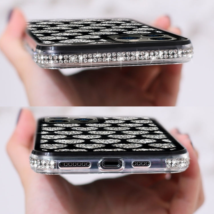 For iPhone 15 Pro Max Love Hearts Diamond Mirror TPU Phone Case(Black) - HoMEdemic™ 