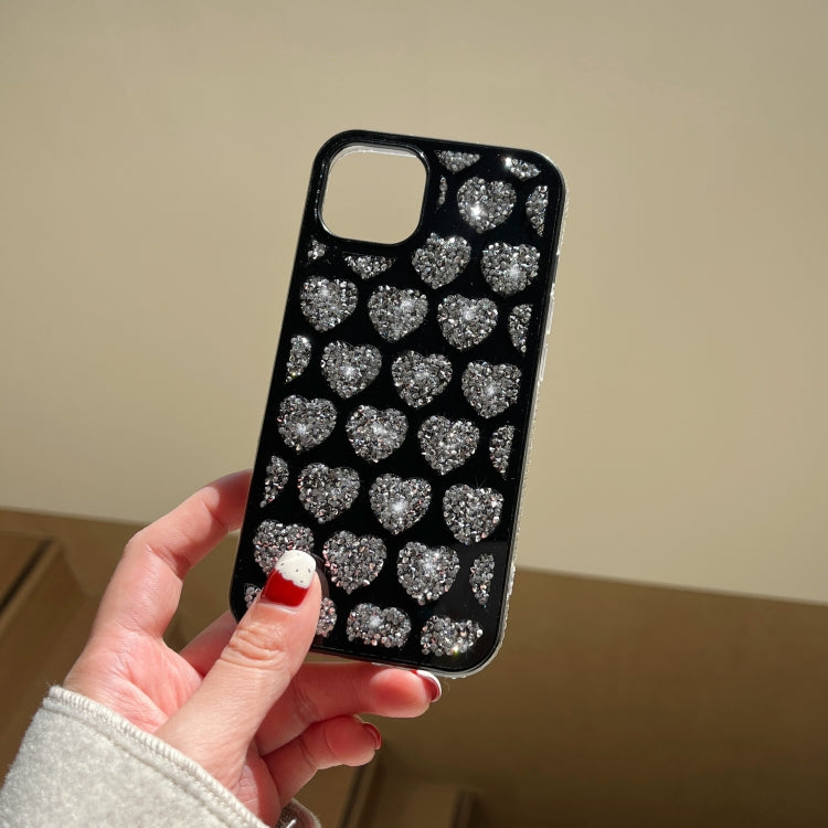 For iPhone 15 Pro Max Love Hearts Diamond Mirror TPU Phone Case(Black) - HoMEdemic™ 