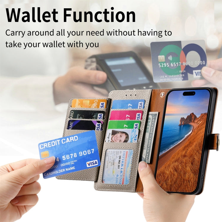 For iPhone 15 Pro Max Love Zipper Lanyard Leather Phone Case(Gray) - HoMEdemic™ 