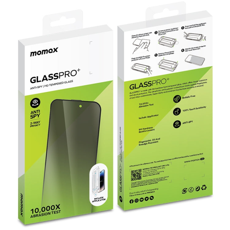 For iPhone 15 Pro Max MOMAX 0.3mm 3D Anti-peep Tempered Glass Film(Black) - HoMEdemic™ 