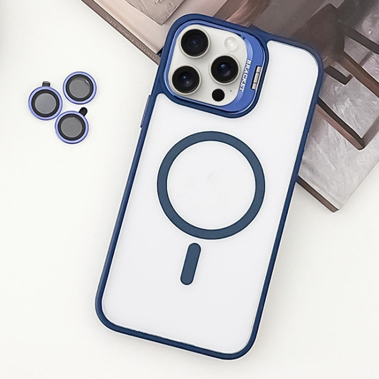 For iPhone 15 Pro Max MagSafe Acrylic Hybrid TPU Holder Phone Case with Lens film(Deep Blue) - HoMEdemic™ 