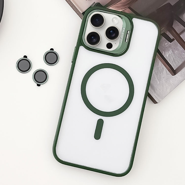 For iPhone 15 Pro Max MagSafe Acrylic Hybrid TPU Holder Phone Case with Lens film(Green) - HoMEdemic™ 