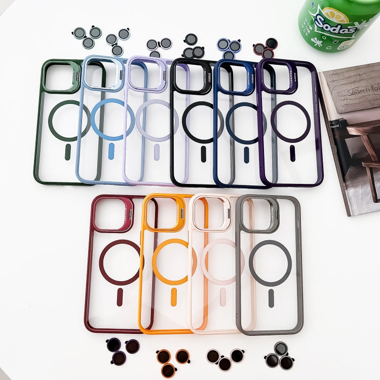 For iPhone 15 Pro Max MagSafe Acrylic Hybrid TPU Holder Phone Case with Lens film(Purple) - HoMEdemic™ 