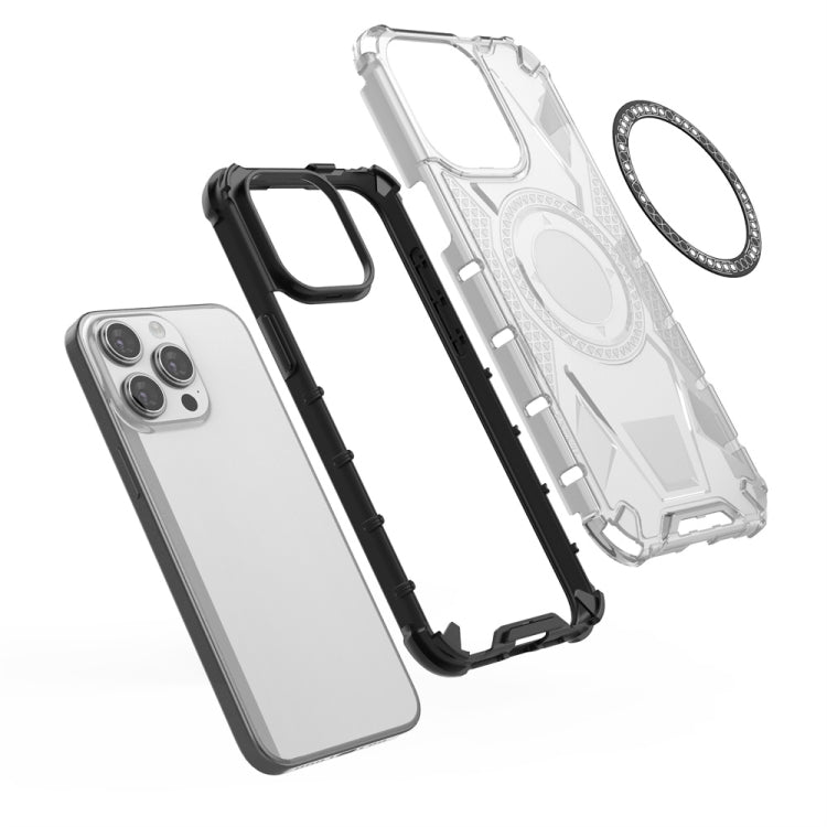 For iPhone 15 Pro Max MagSafe Armor Holder PC Hybrid TPU Phone Case(White) - HoMEdemic™ 