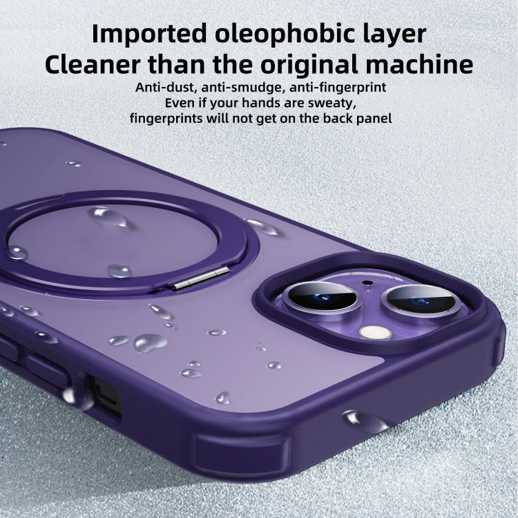 For iPhone 15 Pro Max MagSafe Holder PC Hybrid TPU Phone Case(Matte Purple) - HoMEdemic™ 