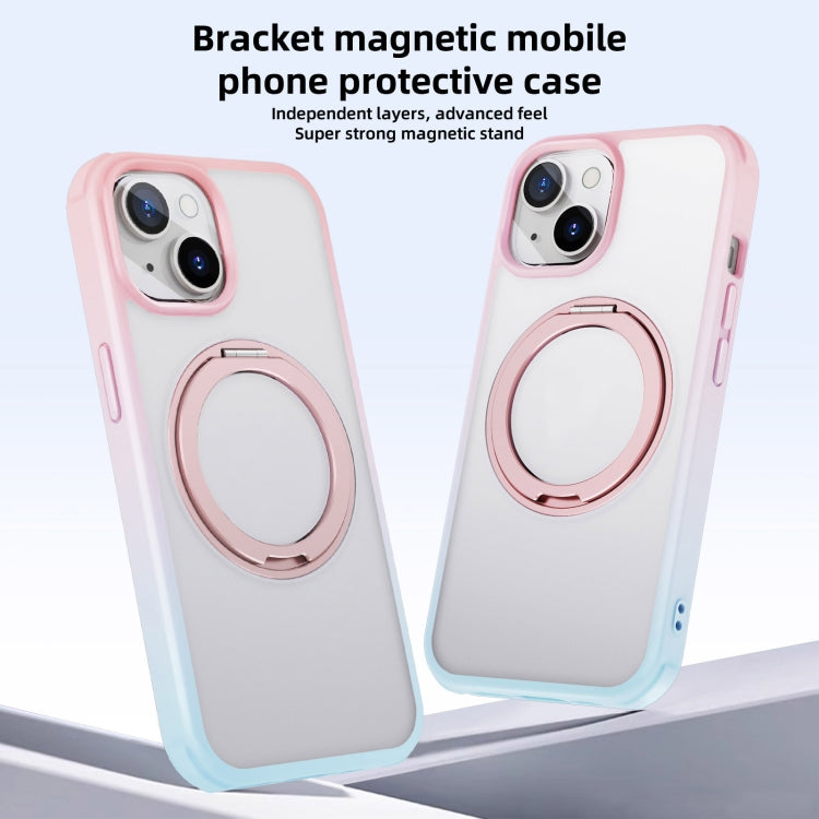 For iPhone 15 Pro Max MagSafe Holder PC Hybrid TPU Phone Case(Pink Blue) - HoMEdemic™ 