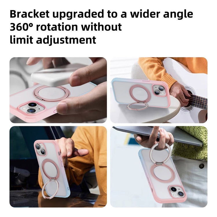 For iPhone 15 Pro Max MagSafe Holder PC Hybrid TPU Phone Case(Pink Blue) - HoMEdemic™ 